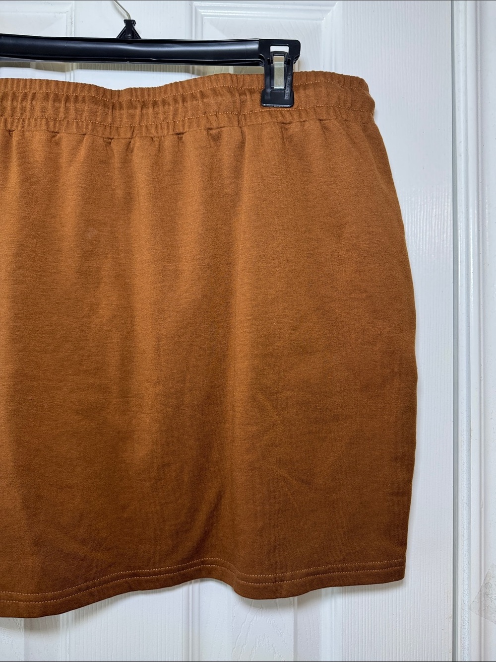 Rust Brown Drawstring Knit Mini Skirt - Picture 8 of 9
